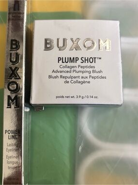BUXOM Plump Shot Advanced Plumping Blush Coral - LBD  Power Line Lasting Eyeline